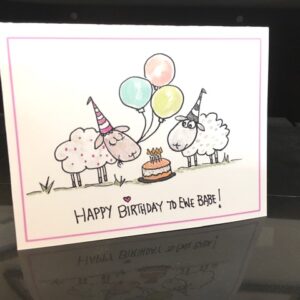 Hand Painted Greeting Card - Ewe Birthday Babe