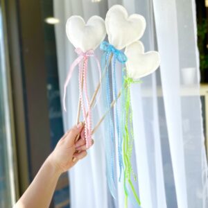 handmade heart fairy wands with coloured ribbons | fairy play wands saskatoon
