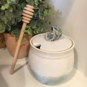 Pottery Honey Pot - Blue/Green