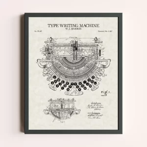 Vintage Patent Prints - Type Writer