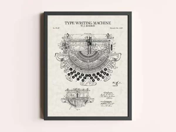 Vintage Patent Prints - Type Writer