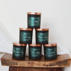 stack of black jar Wooden Wick Soy Candles | aromatherapy and scented gifts