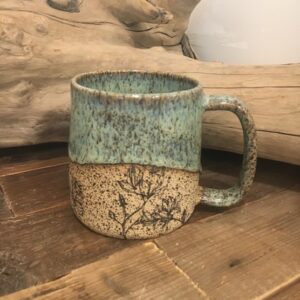 Handmade turquoise floral Pottery Mug