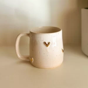 Pottery Mug - Gold Hearts