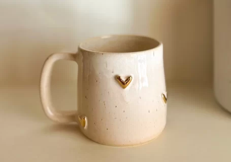 Pottery Mug - Gold Heart pottery mug