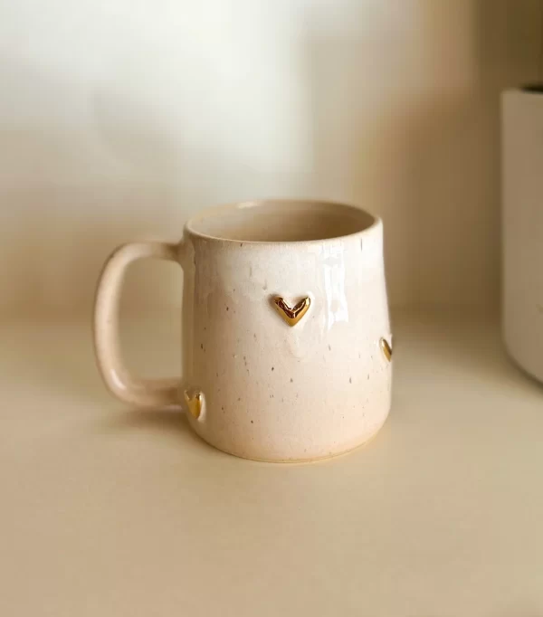 Pottery Mug - Gold Heart pottery mug