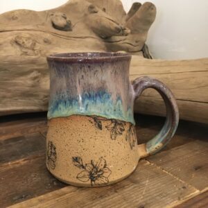 Turquoise & Floral Pottery Mug