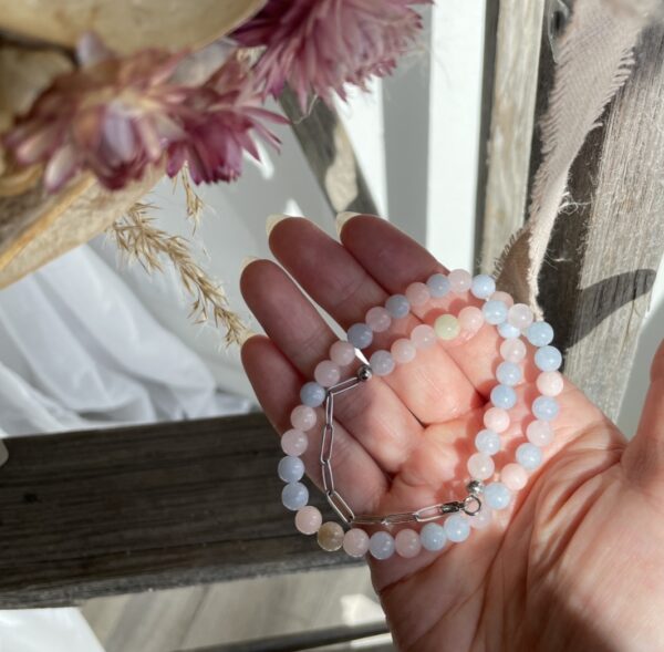 morganite beaded bracelet saskatoon gemstone jewelry