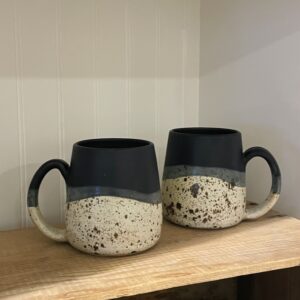 Pottery Mug - Black White and Grey Speckled