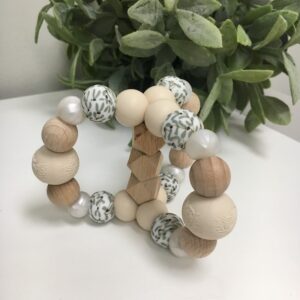 Teething Toy - Natural Wood and Silicone Beads