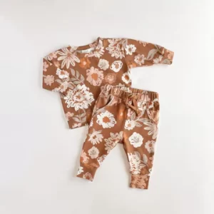 Toddler Lounge Set - Floral - Rust Colour