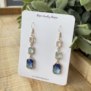 Glass Statement Earrings - Blues.